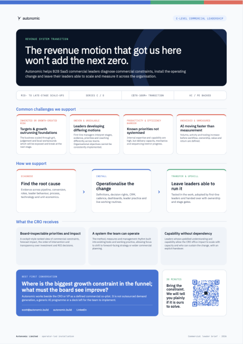 Preview of the Autonomic CRO and commercial leader brief