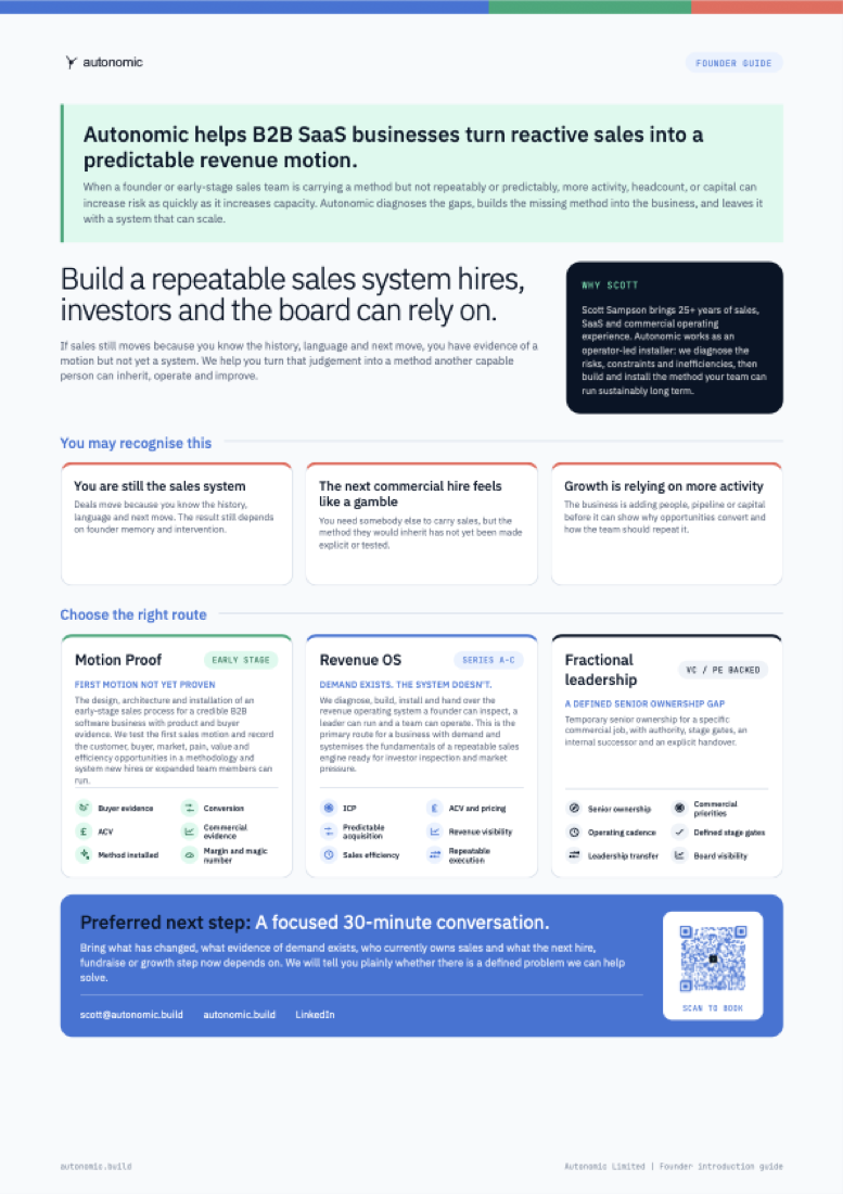 Preview of the Autonomic founder introduction guide